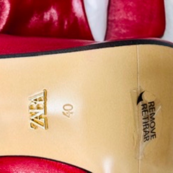 ZARA Real LEATHER Heeled Mules Shoes, 40, NWT - Picture 6 of 7